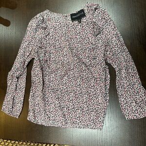 J. Crew Pink and Black Floral Blouse